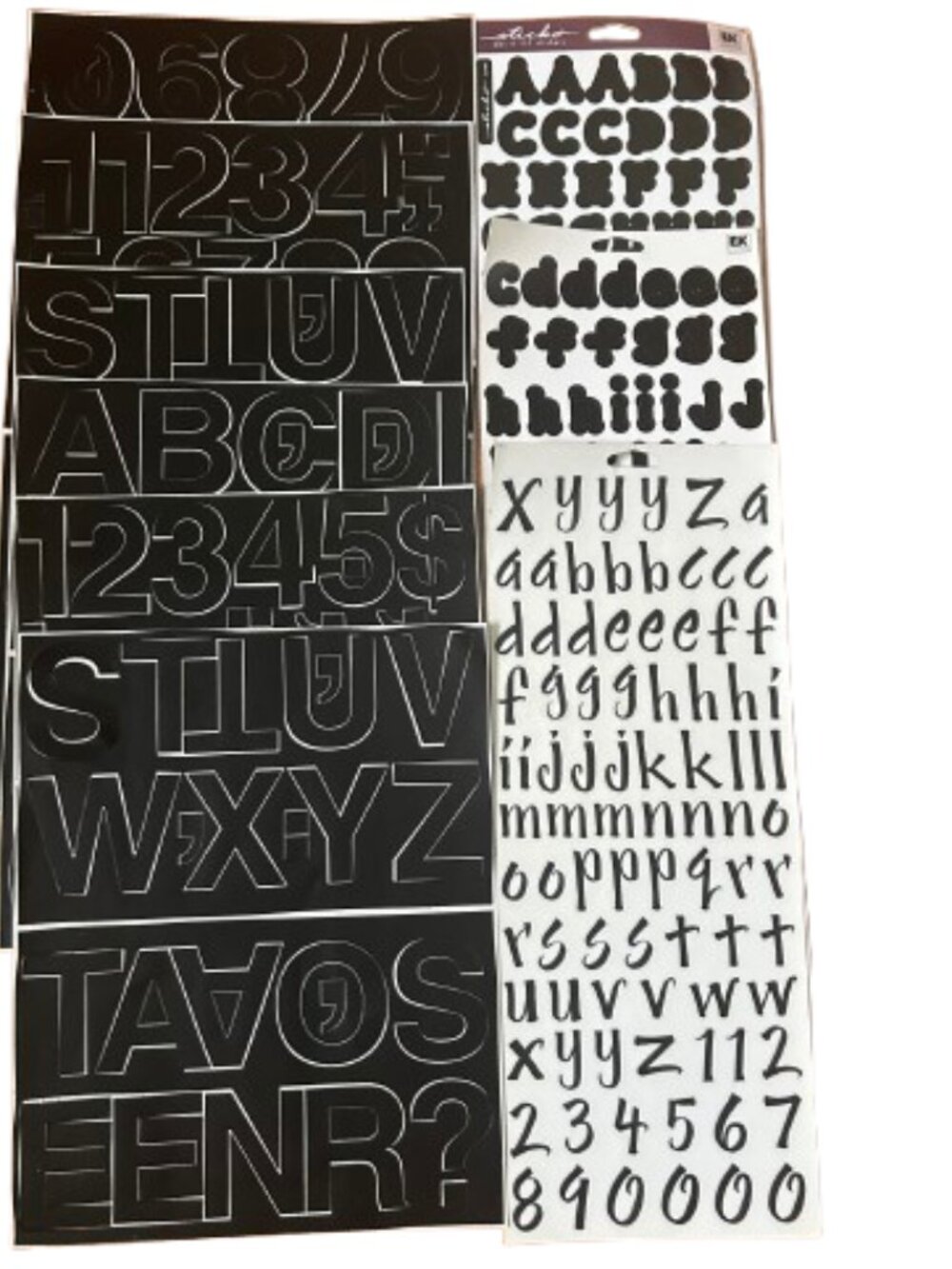 ALPHABET STICKERS ASSORTED BLACK LETTERS, NUMBERS & SYMBOLS